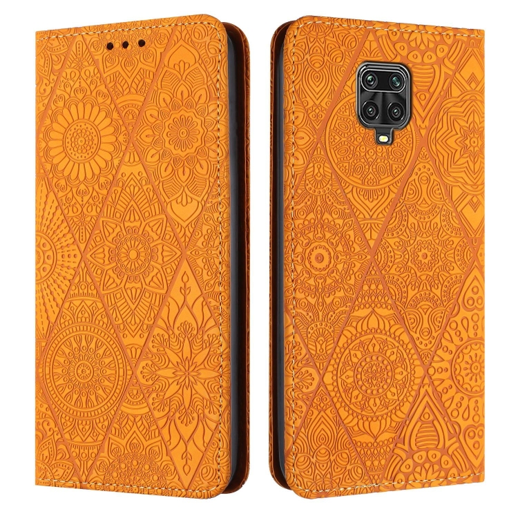 

For Redmi Note 9 Pro Ethnic Embossed Adsorption Leather Phone Case(Yellow)