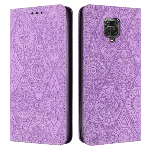 

For Redmi Note 9 Pro Ethnic Embossed Adsorption Leather Phone Case(Purple)