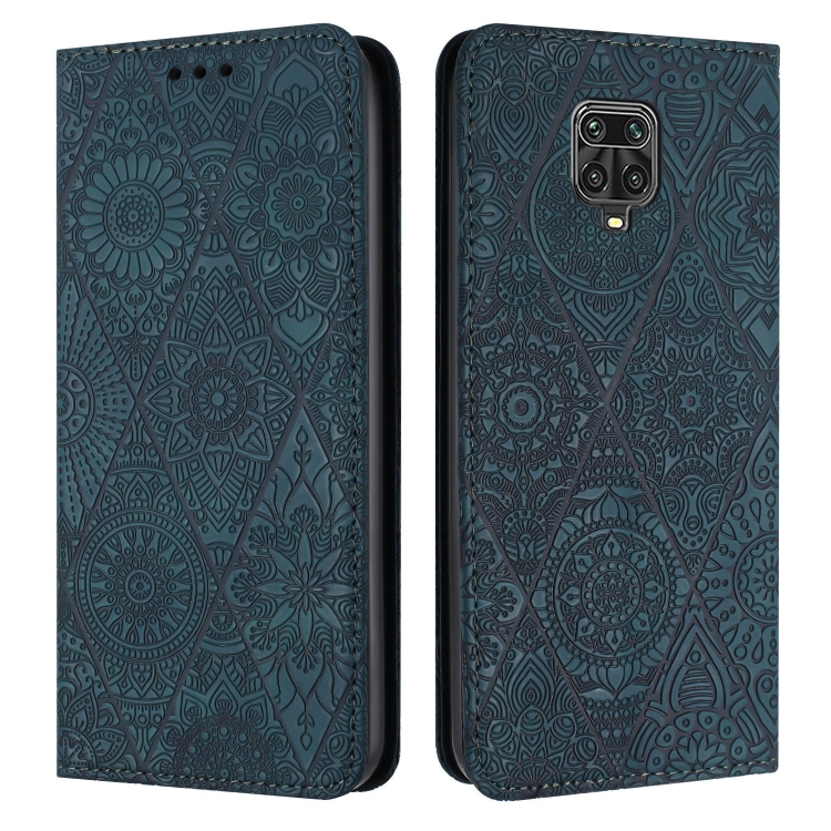 

For Redmi Note 9 Pro Ethnic Embossed Adsorption Leather Phone Case(Blue)