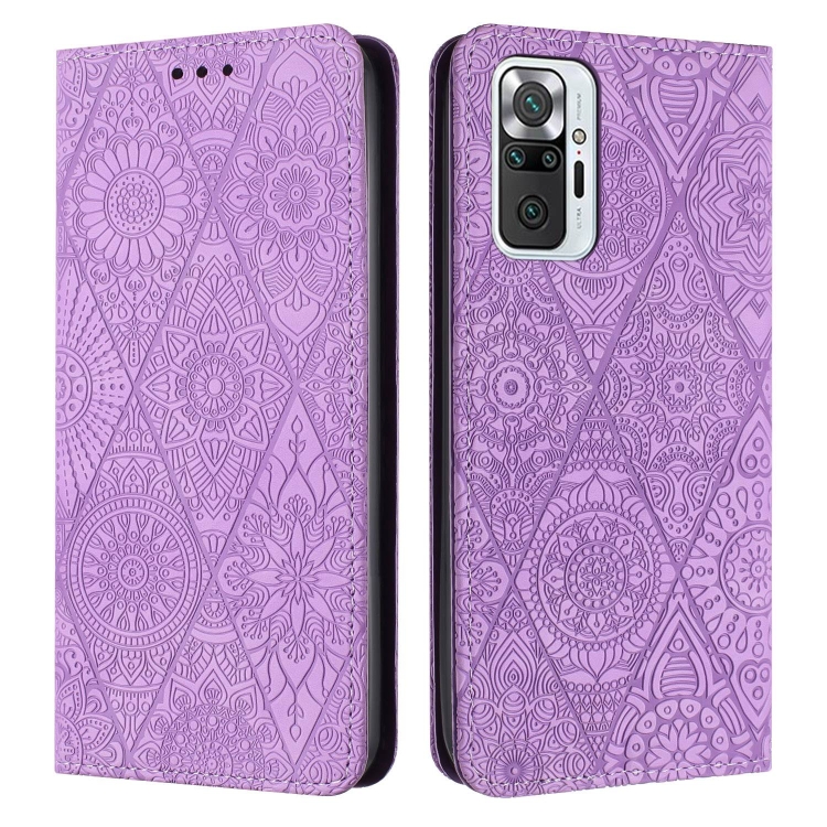 

For Redmi Note 10 Pro Ethnic Embossed Adsorption Leather Phone Case(Purple)