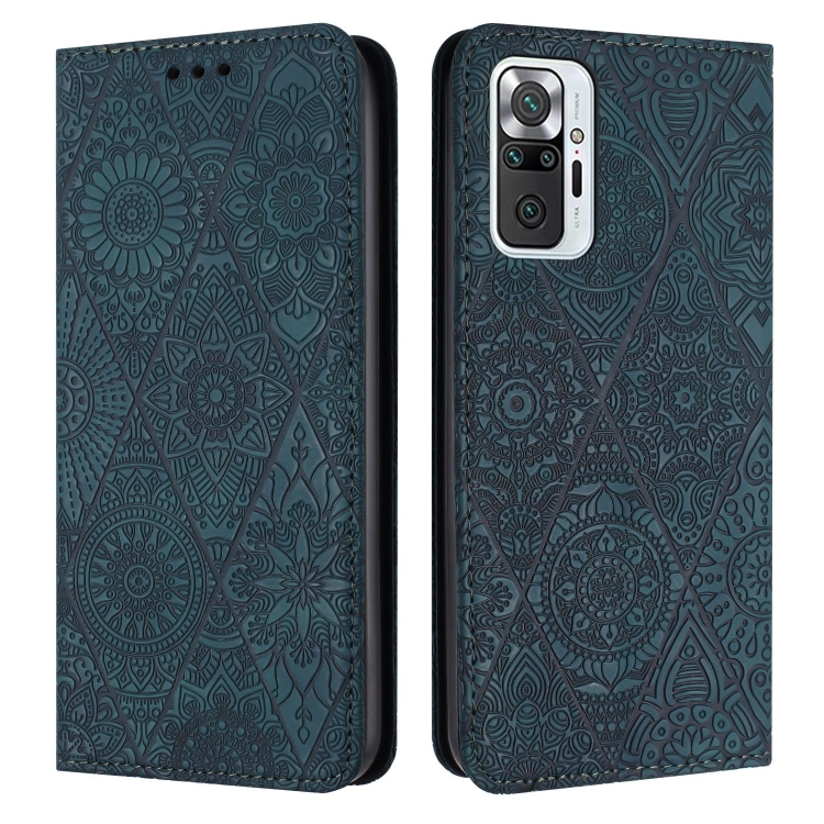 

For Redmi Note 10 Pro Ethnic Embossed Adsorption Leather Phone Case(Blue)