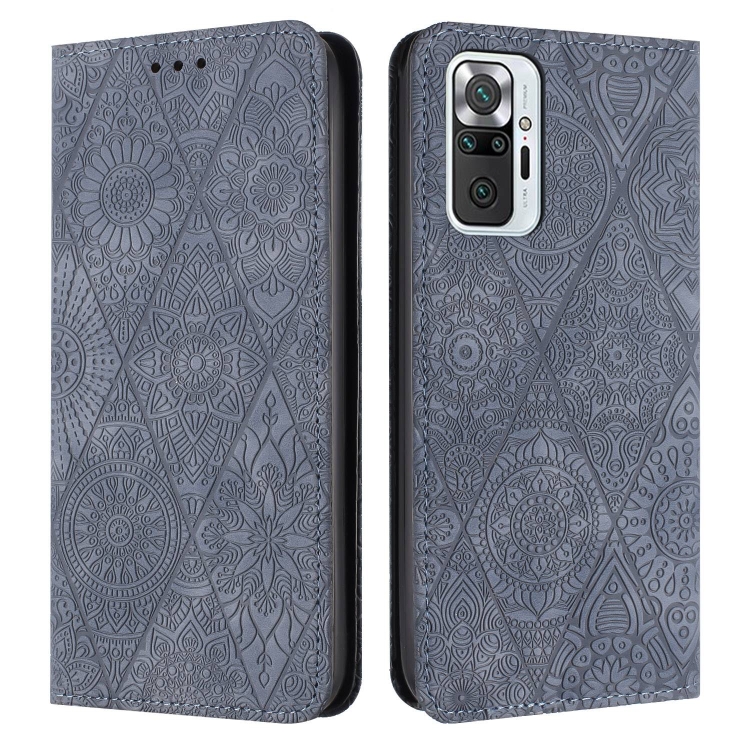 

For Redmi Note 10 Pro Ethnic Embossed Adsorption Leather Phone Case(Grey)