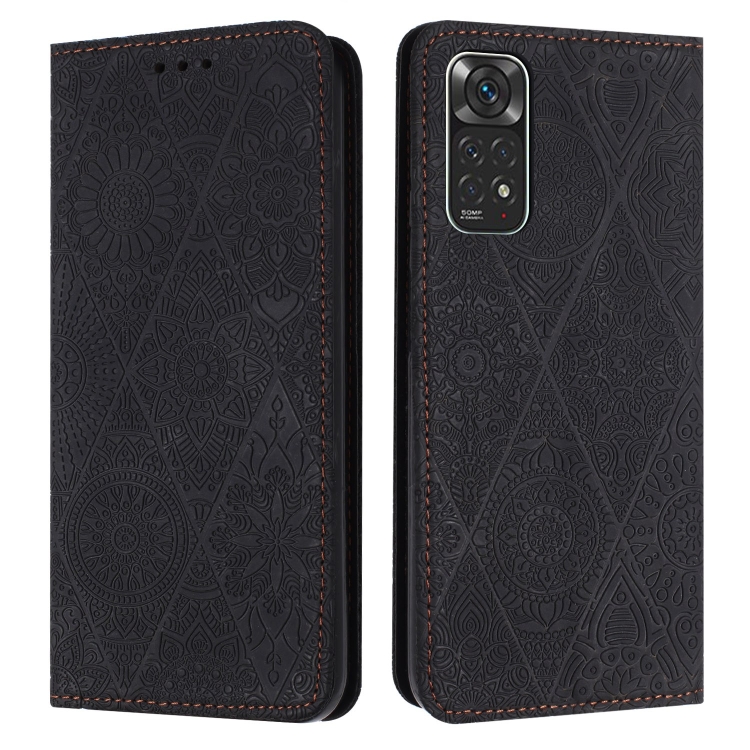 

For Redmi Note 11 4G Ethnic Embossed Adsorption Leather Phone Case(Black)