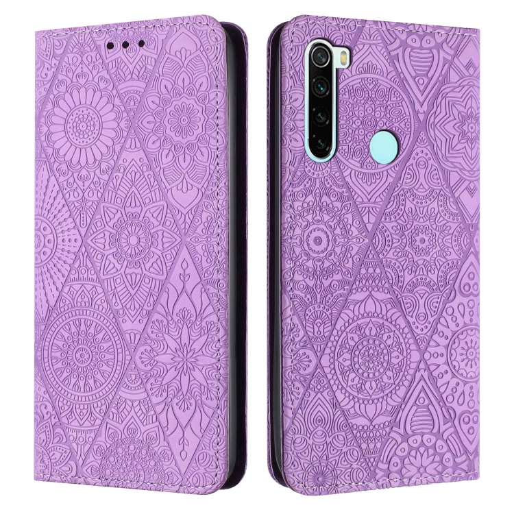 

For Redmi Note 8T Ethnic Embossed Adsorption Leather Phone Case(Purple)