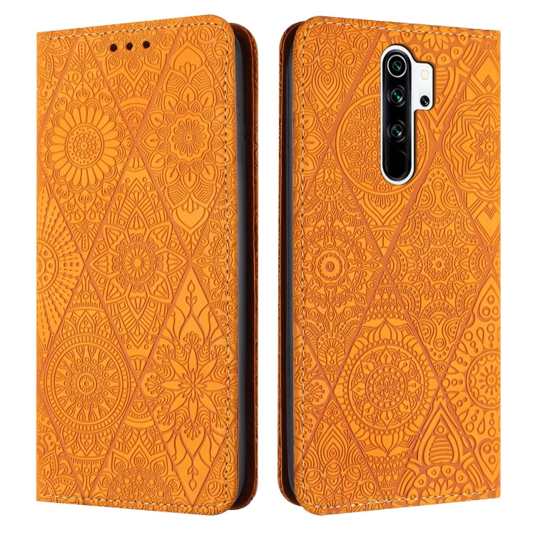 

For Redmi Note 8 Pro Ethnic Embossed Adsorption Leather Phone Case(Yellow)