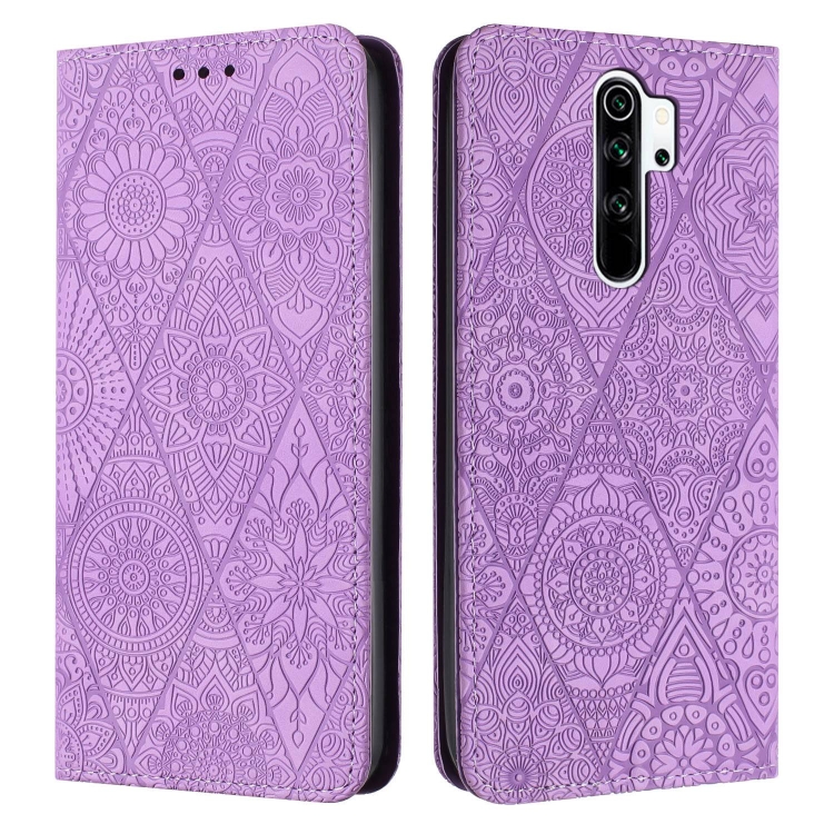 

For Redmi Note 8 Pro Ethnic Embossed Adsorption Leather Phone Case(Purple)