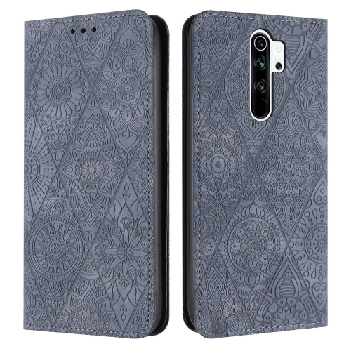 

For Redmi Note 8 Pro Ethnic Embossed Adsorption Leather Phone Case(Grey)