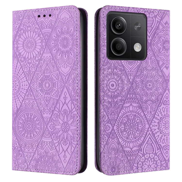 

For Xiaomi Redmi Note 13 Ethnic Embossed Adsorption Leather Phone Case(Purple)