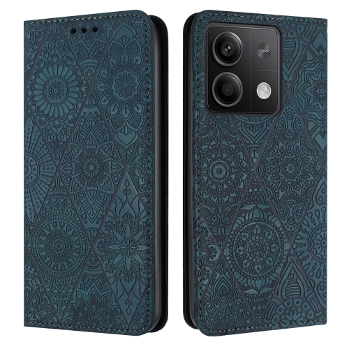 

For Xiaomi Redmi Note 13 Ethnic Embossed Adsorption Leather Phone Case(Blue)