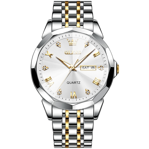 

OLEVS 9931 Men Luminous Waterproof Quartz Watch(White + Gold)