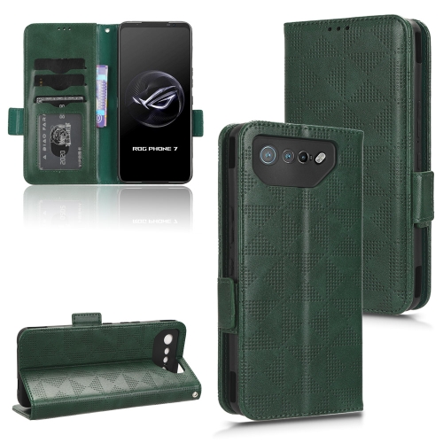 

For Asus ROG Phone 7 Symmetrical Triangle Pattern Leather Phone Case(Green)