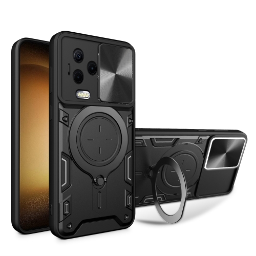 

For Infinix Note 12 4G CD Texture Sliding Camshield Magnetic Holder Phone Case(Black)