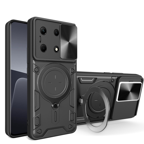 

For Infinix Note 30 4G/5G CD Texture Sliding Camshield Magnetic Holder Phone Case(Black)
