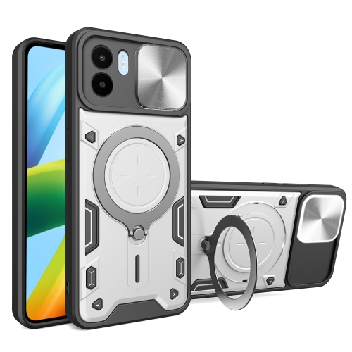 

For Xiaomi Redmi A1 4G CD Texture Sliding Camshield Magnetic Holder Phone Case(Silver)