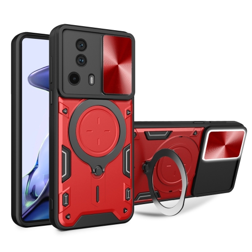 

For Xiaomi 13 Lite / Civi 2 5G CD Texture Sliding Camshield Magnetic Holder Phone Case(Red)