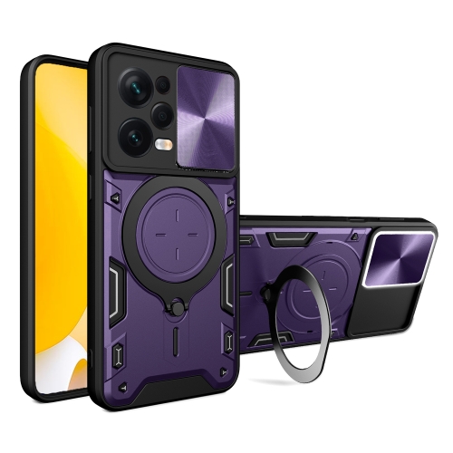 

For Xiaomi Redmi Note 12 Pro 5G CD Texture Sliding Camshield Magnetic Holder Phone Case(Purple)