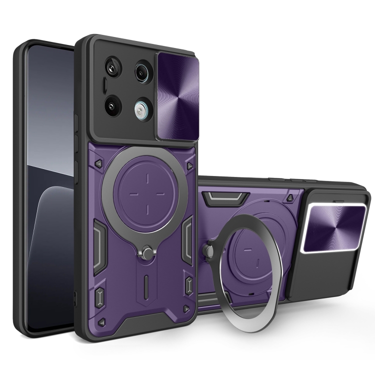 

For Xiaomi Redmi Note 13 Pro 5G CD Texture Sliding Camshield Magnetic Holder Phone Case(Purple)