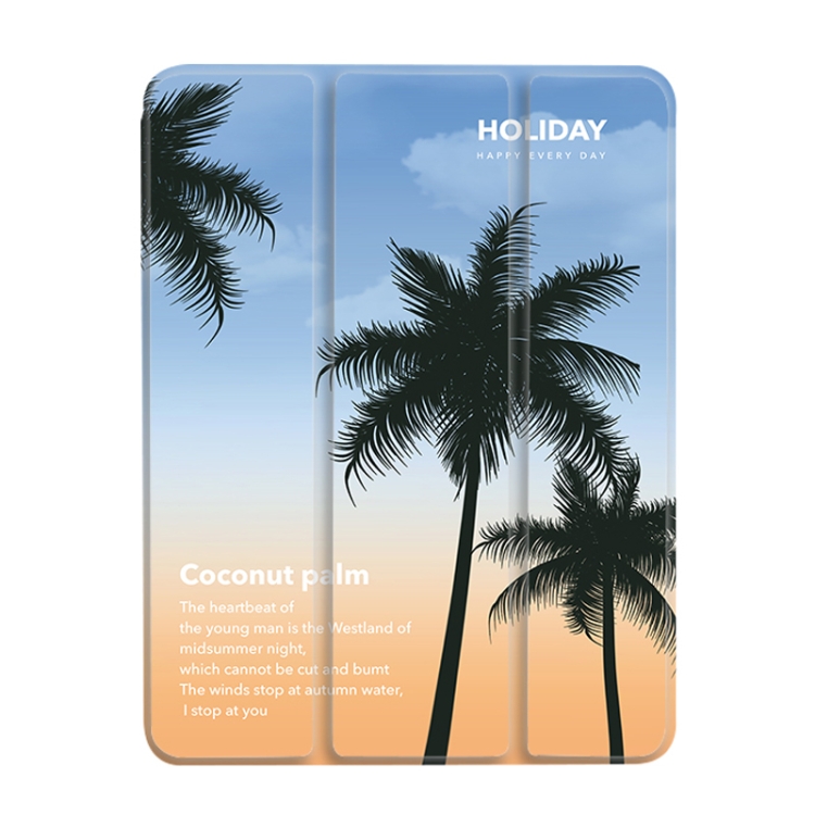 

For iPad Air / Air 2 / 9.7 2017 / 2018 3-Fold 360 Rotation Painted Leather Smart Tablet Case(Coconut Tree)