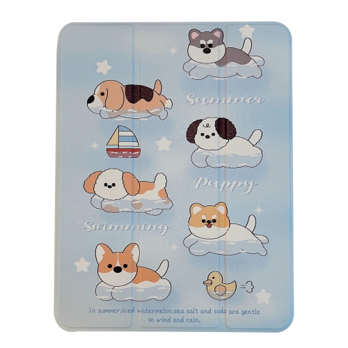 

For iPad 10.2 2021 / 2020 / 10.5 3-Fold 360 Rotation Painted Leather Smart Tablet Case(Puppy Swimming)