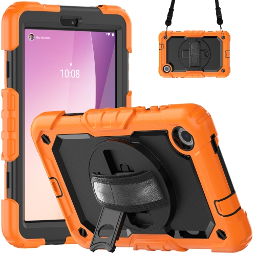 

For Lenovo Tab M8 4th Gen Silicone Hybrid PC Tablet Case with Shoulder Strap(Orange)