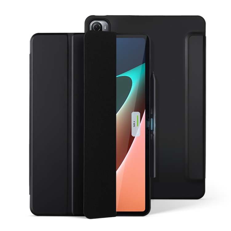 

For Xiaomi Pad 5 / 5 Pro 3-fold Smart Leather Tablet Case with Pen Slot(Black)