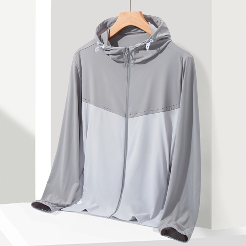 

UPF40+ Men and Women Summer High Elasticity Ice Silk Sunscreen Clothing Sports Coat, Size:XL(Grey-Male)
