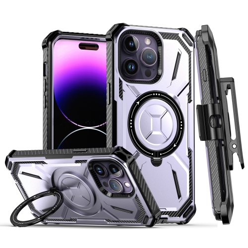 

For iPhone 14 Pro Armor Series Holder Phone Case with Back Clip(Purple)