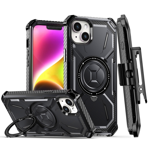 

For iPhone 14 Armor Series Holder Phone Case with Back Clip(Black)