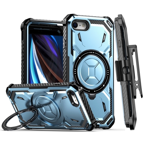 

For iPhone SE 2022 / SE 2020 / 8 / 7 Armor Series Holder Phone Case with Back Clip(Blue)