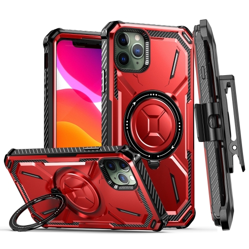 

For iPhone 11 Pro Max Armor Series Holder Phone Case with Back Clip(Red)