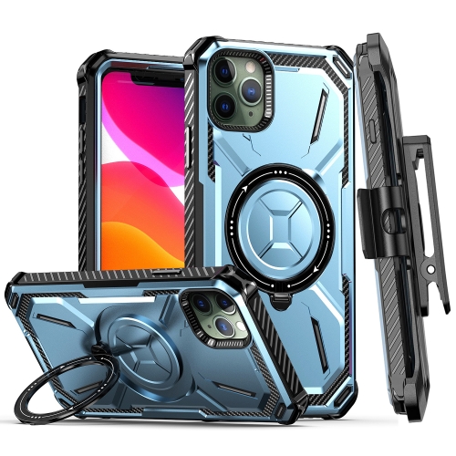 

For iPhone 11 Pro Max Armor Series Holder Phone Case with Back Clip(Blue)