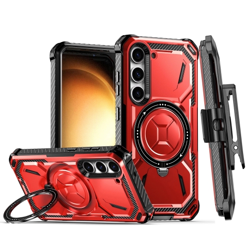 For Samsung Galaxy S23 5G Armor Series Holder Phone Case with Back Clip(Red)