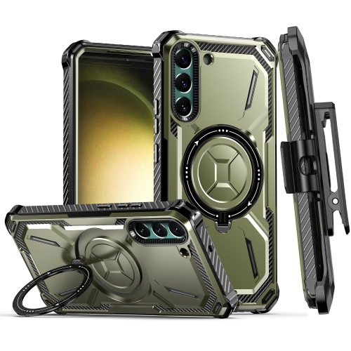 

For Samsung Galaxy S22 5G Armor Series Holder Phone Case with Back Clip(Army Green)
