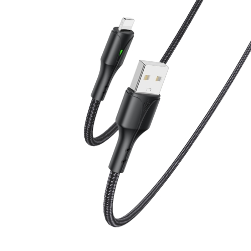 

YESIDO CA97 2.4A USB to 8 Pin Braided Charging Data Cable with Indicator Light, Length:1.2m(Black)
