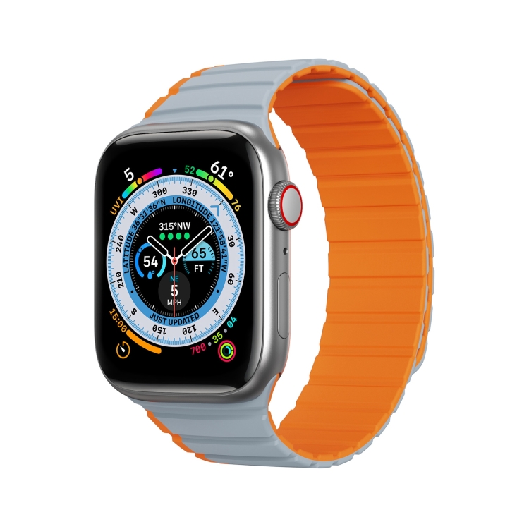 

DUX DUCIS Magnetic Silicone Watch Band For Apple Watch 5 44mm(Grey Orange)