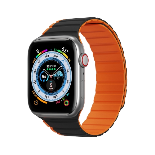 

DUX DUCIS Magnetic Silicone Watch Band For Apple Watch SE 2023 44mm(Black Orange)