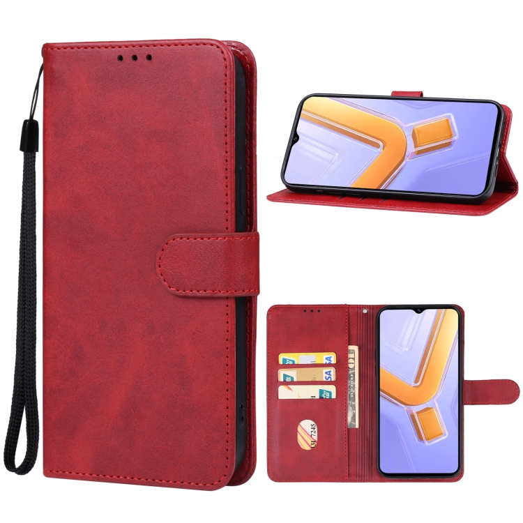 

For vivo Y28s Leather Phone Case(Red)