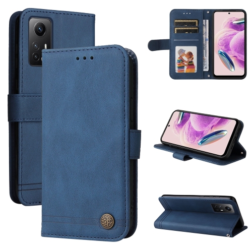 

For Xiaomi Redmi Note 12S 4G Skin Feel Life Tree Metal Button Leather Phone Case(Blue)