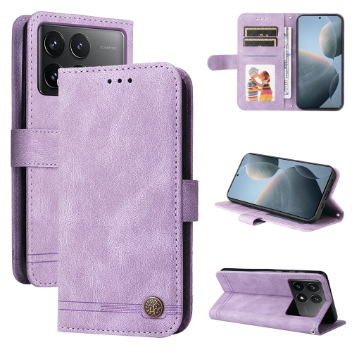 

For Xiaomi Redmi K70E Skin Feel Life Tree Metal Button Leather Phone Case(Purple)