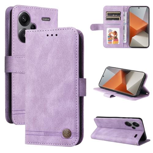 

For Xiaomi Redmi Note13 Pro+ 5G Global Skin Feel Life Tree Metal Button Leather Phone Case(Purple)