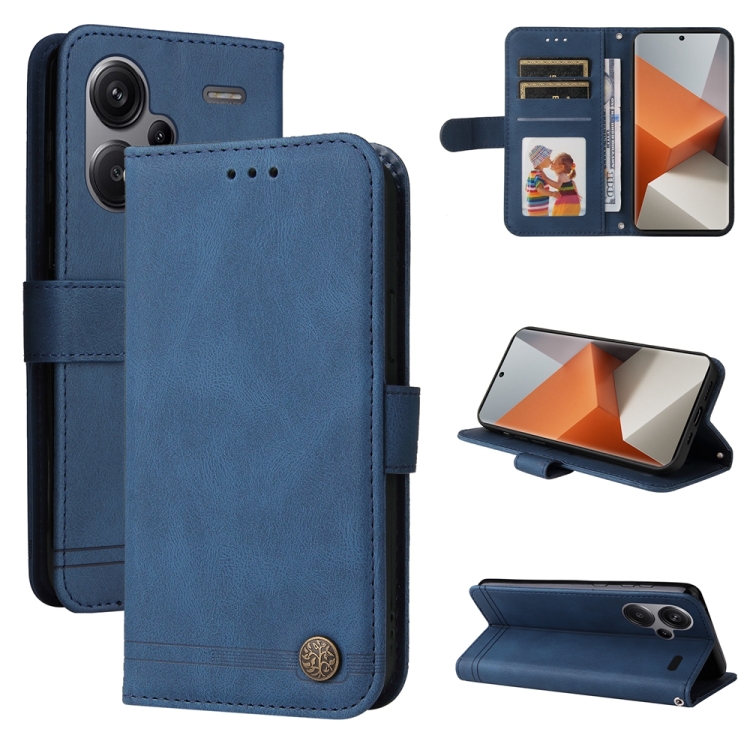 

For Xiaomi Redmi Note13 Pro+ 5G Global Skin Feel Life Tree Metal Button Leather Phone Case(Blue)