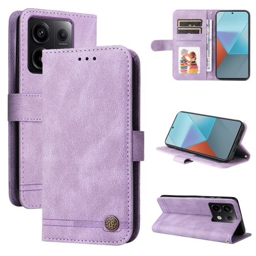 

For Xiaomi Redmi Note13 Pro 5G Global Skin Feel Life Tree Metal Button Leather Phone Case(Purple)