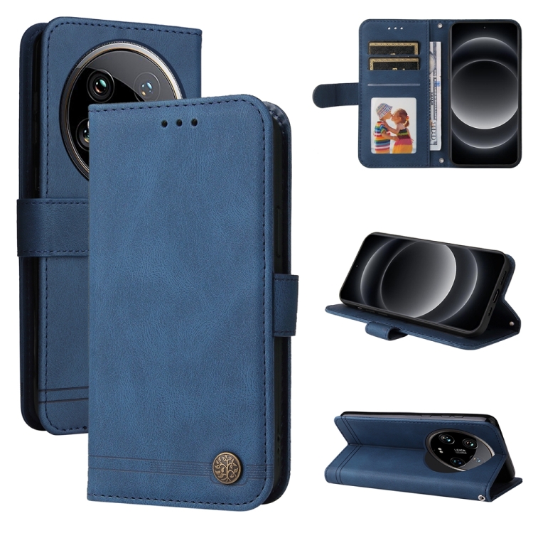 

For Xiaomi 14 Ultra Skin Feel Life Tree Metal Button Leather Phone Case(Blue)