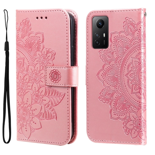 

For Xiaomi Redmi Note 12S 4G 7-petal Flowers Embossing Leather Phone Case(Rose Gold)