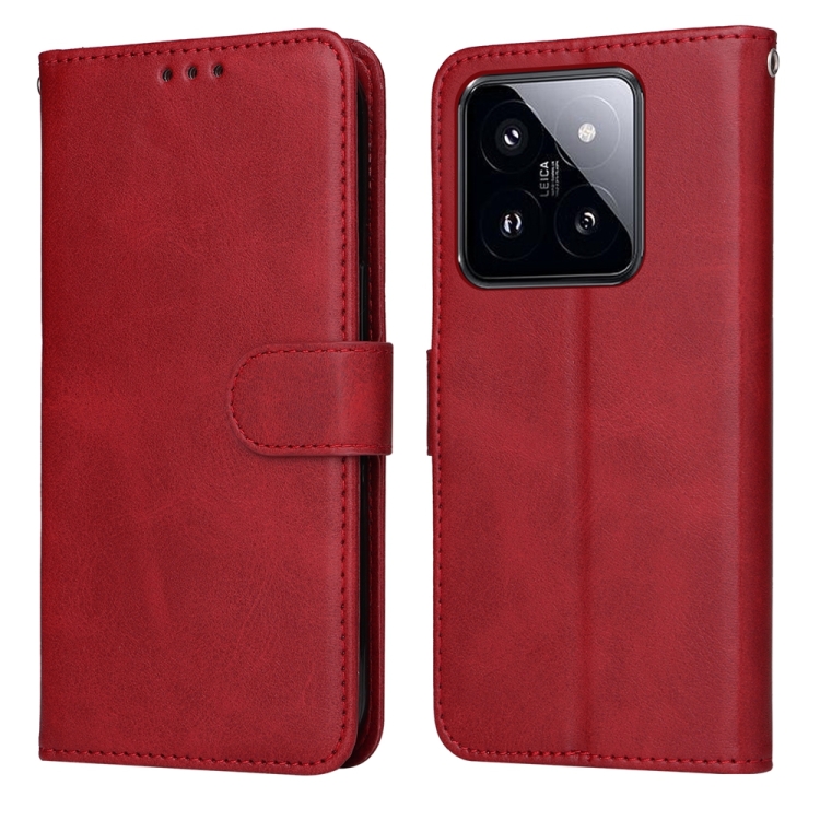 

For Xiaomi 14 Pro Classic Calf Texture Flip Leather Phone Case(Red)