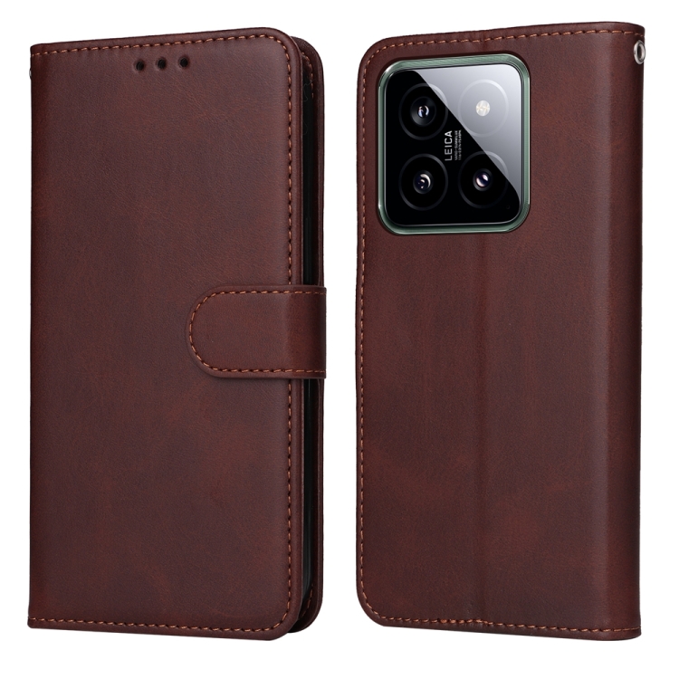 

For Xiaomi 14 Classic Calf Texture Flip Leather Phone Case(Brown)