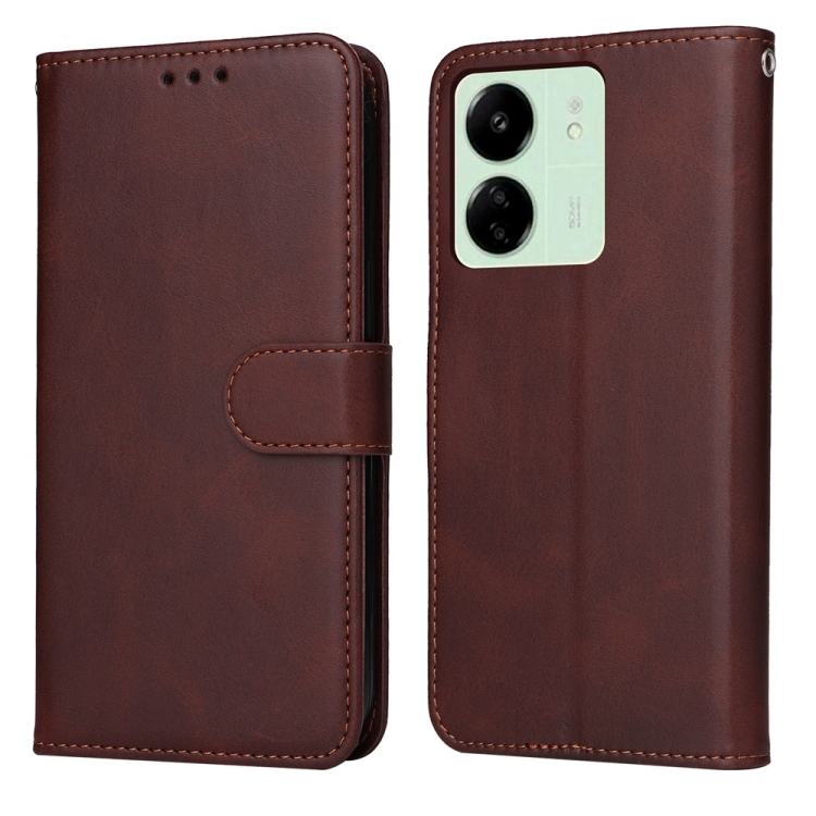 

For Xiaomi Redmi 13C 4G Classic Calf Texture Flip Leather Phone Case(Brown)
