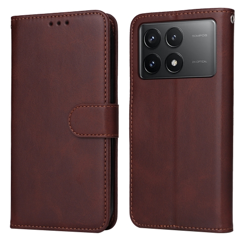 

For Xiaomi Redmi K70E Classic Calf Texture Flip Leather Phone Case(Brown)