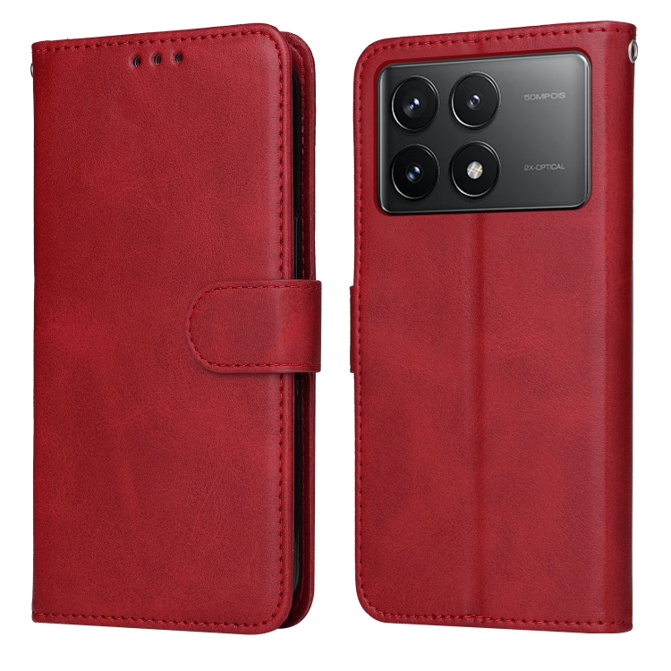 

For Xiaomi Redmi K70E Classic Calf Texture Flip Leather Phone Case(Red)