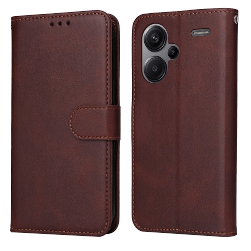 

For Xiaomi Redmi Note13 Pro+ 5G Global Classic Calf Texture Flip Leather Phone Case(Brown)